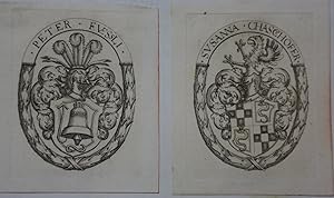 Bild des Verkufers fr Exlibris Peter Fuessli, Anno 1611. Wappen mit Glocke. Kupferstich. zum Verkauf von Antiquariat  Braun