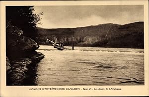 Bild des Verkufers fr Ansichtskarte / Postkarte Athabasca Alberta Kanada, Missions d'extrme Nord Canadien, les Chutes zum Verkauf von akpool GmbH