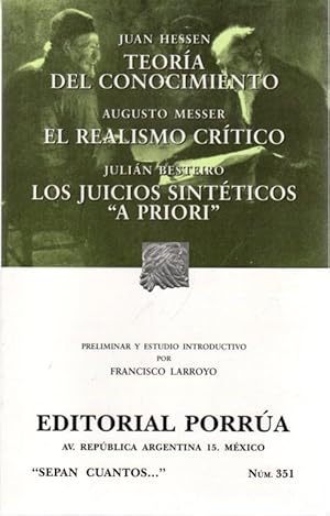 Imagen del vendedor de Teora del conocimiento / El realismo crtico / Los juicios sintticos "A priori" . a la venta por Librera Astarloa