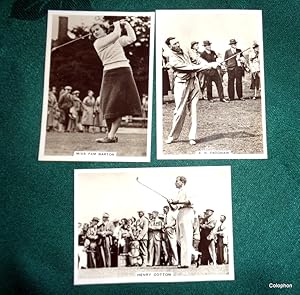 Golf 1936. 3 Ardath Photocards 1936 of Henry Cotton, Pam Barton, A. H. Padgham,