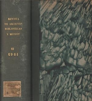 Imagen del vendedor de Revista de Archivos Bibliotecas y Museos Tomo LXIX - Numero 1-2 - Anno 1961 a la venta por Biblioteca di Babele