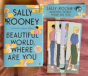 Seller image for BEAUTIFUL WORLD, WHERE ARE YOU Signed, Lined, Located & Dated in Person Pre-Publication Day Event Excl. Sh. Story Yellow Page Edge Var. + *Ev. Ticket + 5 Var. Promo Bookmarks. + Button Badge* A very Scare lined copy. for sale by Clearbury Books
