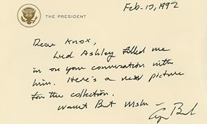 Bild des Verkufers fr Autograph Letter Signed by George H.W. Bush as President, Concerning the Man He Said Might Have Been His Best Friend in Life (Two days later, he would announced his reelection bid) zum Verkauf von The Raab Collection