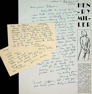 Seller image for SIXTEEN (16) AUTOGRAPH LETTERS AND POSTCARDS SIGNED from Miller to Rudolph Gilbert; [written from 1944 to 1945 while Miller was settling into life in Big Sur] for sale by Quill & Brush, member ABAA