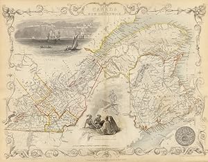 EAST CANADA AND NEW BRUNSWICK 1850 Tallis Map
