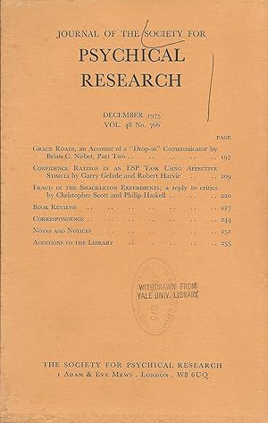 Bild des Verkufers fr Journal of the Society for Psychical Research, December 1975, Vol. 48 No. 766 zum Verkauf von Lincbook