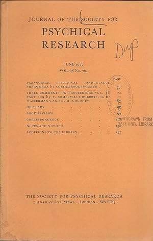 Imagen del vendedor de Journal of the Society for Psychical Research, June 1975, Vol. 48 No. 764 a la venta por Lincbook