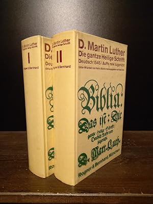 Bild des Verkufers fr Die gantze Heilige Schrifft Deudsch /[auffs new zugericht], Wittenberg 1545. [Von Martin Luther. 2 Textbnde mit Zusatzheft Anhang und Dokumente]. Letzte zu Luthers Lebzeiten erschienene Ausgabe. Herausgegeben von Hans Volz unter Mitarbeit von Heinz Blanke. Textredaktion Friedrich Kur. zum Verkauf von Antiquariat Kretzer