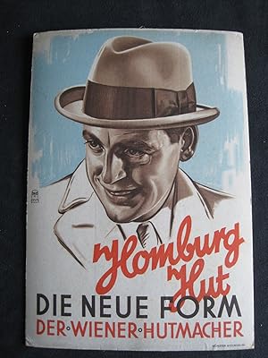 Homburg Hut. Die neue Form der Wiener Hutmacher. Plakataufsteller aus dicken Karton zum aufstelle...