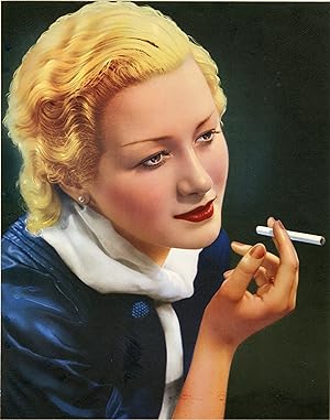 "FEMME A LA CIGARETTE" Spécimen d'imprimeur original entoilé / Offset BACONNIER FRÈRES Alger (1937)