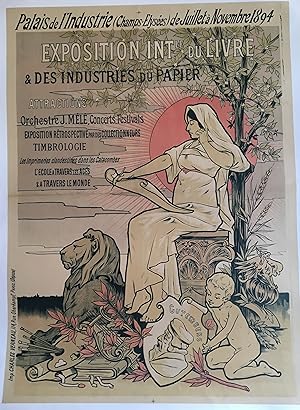 Image du vendeur pour AFFICHE : EXPOSITION INTERNATIONALE DU LIVRE & DES INDUSTRIES DU PAPIER PALAIS DE L'INDUSTRIE (CHAMPS-ELYSEES) mis en vente par Philippe Beguin Affiches et livres ancie