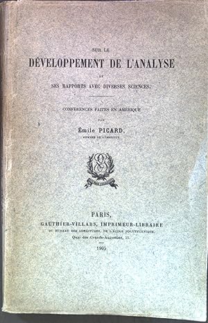 Imagen del vendedor de Sur le Developpement de L'Analyse et ses Rapports Avec Diverses Sciences. a la venta por books4less (Versandantiquariat Petra Gros GmbH & Co. KG)