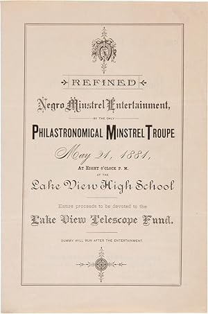 REFINED NEGRO MINSTREL ENTERTAINMENT, BY THE ONLY PHILASTRONOMICAL MINSTREL TROUPE.ENTIRE PROCEED...