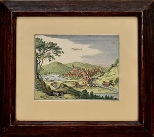 Adolfseck. [1655]. [Altkolorierter Original-Kupferstich, gerahmt / original colored copper engrav...