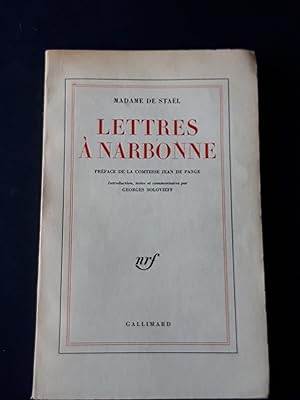 Image du vendeur pour Madame de Stael. Lettres  Narbonne. Gallimard. 1960-I mis en vente par Amarcord libri