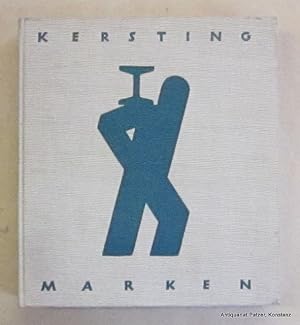 Seller image for Kersting Marken. Trade-marks. Essen, Heyer, 1955. Kl.-4to. 127 S., davon S. 21-124 mit ganzseitigen, teils farbigen Darstellung u. in Blockbuchform gebunden. Illustrierter Or.-Lwd. for sale by Jrgen Patzer