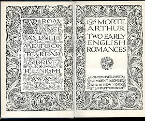 Image du vendeur pour Morte Arthur: Two Early English Romances (Dent Everyman's Library Series Number 634) mis en vente par Little Stour Books PBFA Member