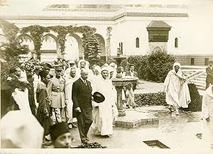 "MOHAMMED V Sultan du MAROC à Paris en 1931 accompagné de Mr Lucien SAINT et Si Kaddour BEN GHABR...
