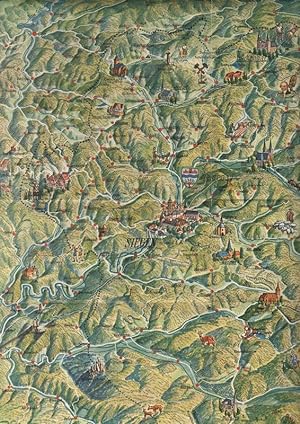 Bild des Verkufers fr Siegerland. Landschaft. Verkehrsbild. Berge. Tler. Wlder. (Reiseprospekt, 1957). zum Verkauf von Brbel Hoffmann