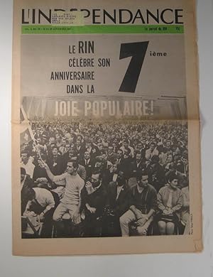 Seller image for L'Indpendance. Volume 5, numro 20 : 16 au 30 septembre 1967 for sale by Librairie Bonheur d'occasion (LILA / ILAB)