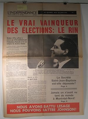 Seller image for L'Indpendance. Volume 4, numro 15 : 24 juin 1966 for sale by Librairie Bonheur d'occasion (LILA / ILAB)