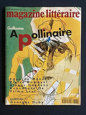MAGAZINE LITTERAIRE-N°348-NOVEMBRE 1996-GUILLAUME APOLLINAIRE