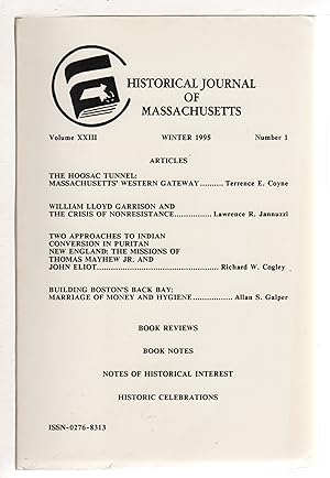 Seller image for HISTORICAL JOURNAL OF MASSACHUSETTS,Winter 1995, Volume XXIII, Number 1. for sale by Bookfever, IOBA  (Volk & Iiams)