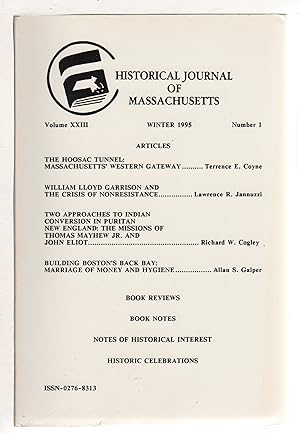 HISTORICAL JOURNAL OF MASSACHUSETTS,Winter 1995, Volume XXIII, Number 1.