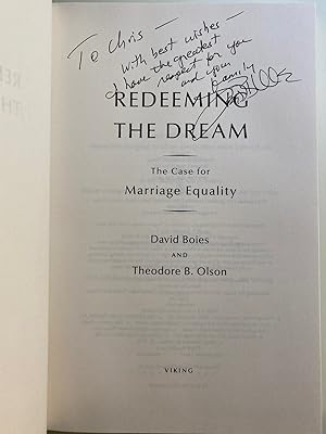 Imagen del vendedor de Redeeming the Dream: The Case For Marriage Equality (Inscribed First Edition, First Printing) a la venta por M.S.  Books