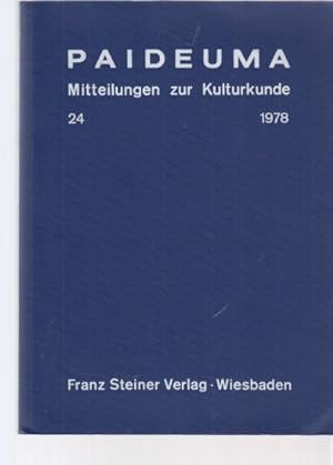 Seller image for Paideuma. Band 24. Mitteilungen zur Kulturkunde. 1978. for sale by Fundus-Online GbR Borkert Schwarz Zerfa