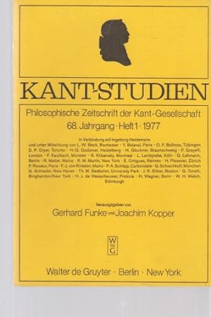 Imagen del vendedor de Heft 1 / 1977. Kant-Studien. Philosophische Zeitschrift der Kant-Gesellschaft. 68. Jahrgang. Hrsg. v. Gerhard Funke und Joachim Kopper. a la venta por Fundus-Online GbR Borkert Schwarz Zerfa