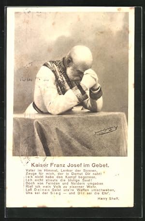 Ansichtskarte Kaiser Franz Josef I. von Österreich beim Gebet