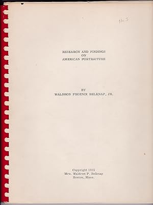 Bild des Verkufers fr Research and Findings on American Portraiture. [cover title] zum Verkauf von Ian Brabner, Rare Americana (ABAA)