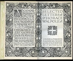 Immagine del venditore per Selected Letters of Horace Walpole (Dent Everyman's Library Series Number 775) venduto da Little Stour Books PBFA Member