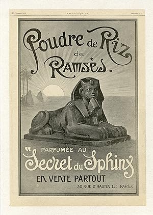 "POUDRE de RIZ de RAMSÈS parfumée au SECRET du SPHINX" / Annonce originale entoilée parue dans L'...