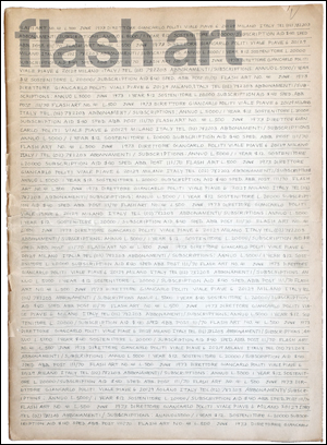 Bild des Verkufers fr Flash Art, No. 41 (June 1973) International Review of Arts [aka: Sol LeWitt, "Proposal for Flash Art, 1973] zum Verkauf von Specific Object / David Platzker
