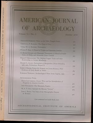 Imagen del vendedor de A Hoard of Trojan and Sumerian Jewelry in American Journal of Archaeology Volume 74 Number 4 a la venta por The Book Collector, Inc. ABAA, ILAB