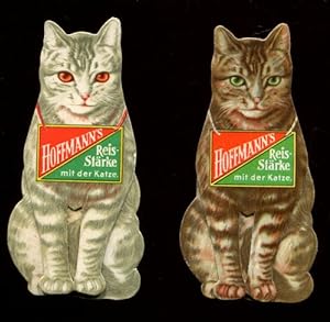 2 Hoffmann`s Reisstärke Aufsteller - Katzen - braun und grau.