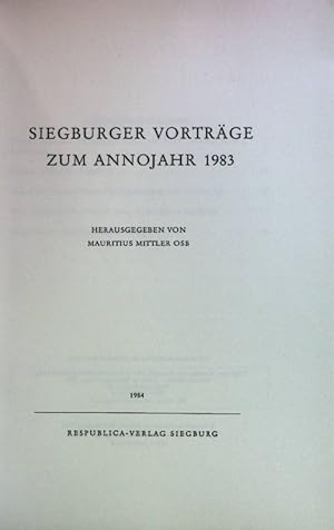 Bild des Verkufers fr Siegburger Vortrge zum Annojahr 1983. Siegburger Studien Band 16. zum Verkauf von books4less (Versandantiquariat Petra Gros GmbH & Co. KG)