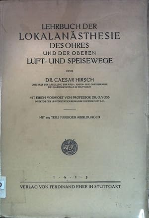 Seller image for Lehrbuch der Lokalansthesie des Ohres und der oberen Luft- und Speisewege for sale by books4less (Versandantiquariat Petra Gros GmbH & Co. KG)
