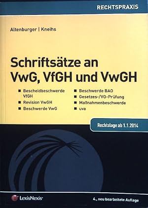 Seller image for Schriftstze an VwG, VfGH und VwGH : [Rechtslage ab 1.1.2014]. Rechtspraxis. for sale by books4less (Versandantiquariat Petra Gros GmbH & Co. KG)