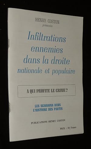 Image du vendeur pour Infiltrations ennemies dans la droite nationale et populaire mis en vente par Abraxas-libris