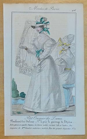 PERIOD COSTUME, Ladies Dress, Paris Fashion plate 406 antique print 1826