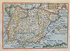 Antique Map SPAIN, HISPANIA, Van Den Keere, Miniature Speed original 1675