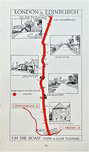 Antique Map YORKSHIRE, YORK, SKELTON,SHIPTON,ALNE Original Pictorial Road Map c1920