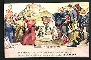 Imagen del vendedor de Knstler-Ansichtskarte Hans Boettcher: die Frauen von Weinsberg, Treffen vor der Stadt anno domini 1140 a la venta por Bartko-Reher