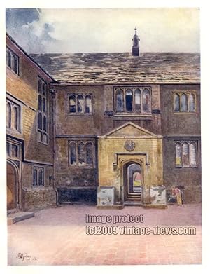 GRAMMAR SCHOOL IN GUILDFORD, SURREY IN THE UNITED KINGDOM, 1914 VINTAGE COLOUR LITHOGRAPH