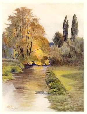 VIEW ON THE WANDLE SURREY IN THE UNITED KINGDOM,1914 VINTAGE COLOUR LITHOGRAPH