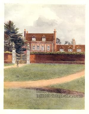 BYEFLEET PARK SURREY IN THE UNITED KINGDOM,1914 VINTAGE COLOUR LITHOGRAPH