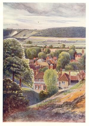 LIMPSFIELD SURREY IN THE UNITED KINGDOM,1914 VINTAGE COLOUR LITHOGRAPH